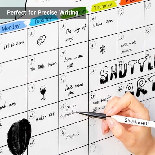Image of Shuttle Art Ultra Fine Dry Erase Markers, 15 Pack Black Whiteboard Markers with Erase, Dry Erase Markers Perfect For Writing on Whiteboards, Dry-Erase Boards,Mirrors for School Office Home