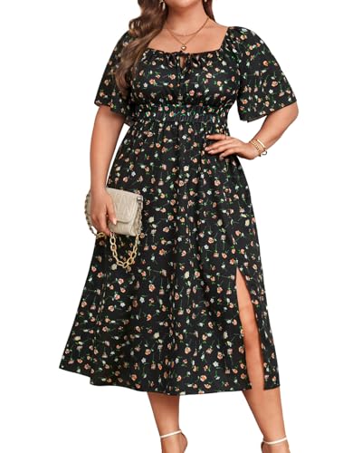 Plus Size Summer Dress 2025 - Milkmaid Sundress Boho Floral Casual Beach Wedding Midi Dresses