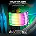 TECWARE Flex RGB Cable Cover Kit | Compatible with 24-Pin Motherboard and 8-Pin/16-Pin GPU | ARGB PSU Cable Extension with 5V 3-Pin Sync | RGB Lighting Kit for PC Cables | Black