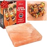 Himalayan Pink Salt Block for Grilling (8x8")- Barbecue Grill Slab Maintains Even Temp Hot or Cold - Naturally Adds Salty Flavor to Cooking - Enhance Thanksgiving Turkey Dinner - Xmas Grilling Gift