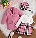 Baby Girls 3-Piece Autumn/Winter Outfit, 2024 Fashion Children's Suit, Skirt, Academic Style JK Uniform, Princess Dress (Pink, 9-12M)
