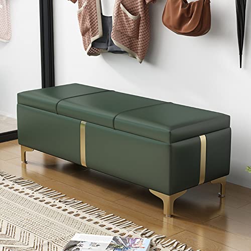 Moderno banco tapizado de cuero con patas de metal, elegante otomana para dormitorio, sala de estar, entrada y diseño seguro, solución de almacenamiento Lar Sto
