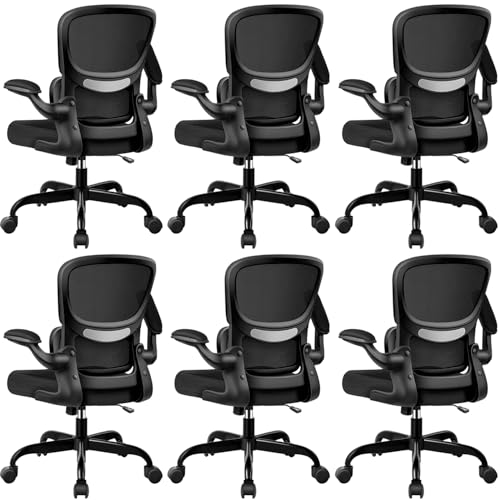 Image of ALLGOD Ergonomic Office Chair, Breathable Mesh Ergonomic Desk Chair with Lumbar Support, Flip-up Armrests, Computer Chairs Comfortable for Home, Office, Work, Standard, 6 Pack