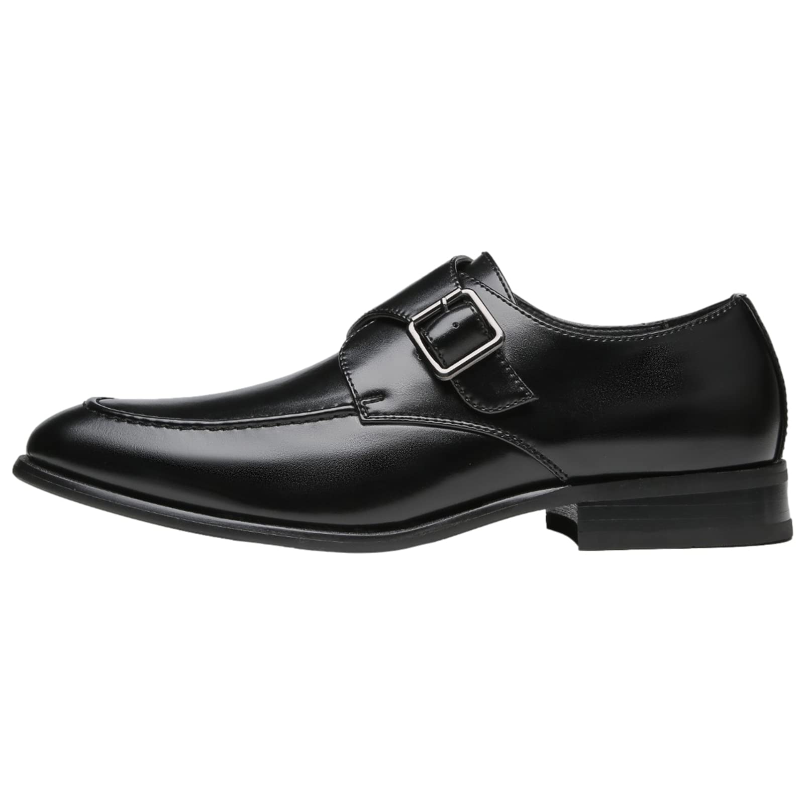 ANUFER Hombres Hebilla Simple Inteligente Zapatos de Monje Cuero de Microfibra Formal Mocasines Planos