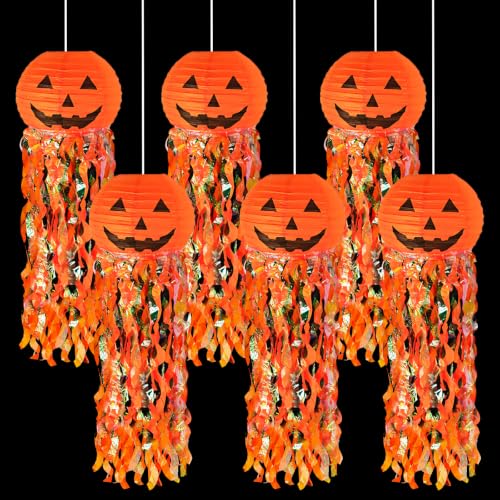 Pumpkin Paper Lanterns 6 pcs Halloween Party Decorations - Halloween Paper Lanterns - for Outdoor Indoor Halloween Decorations Halloween Party Supplies Props