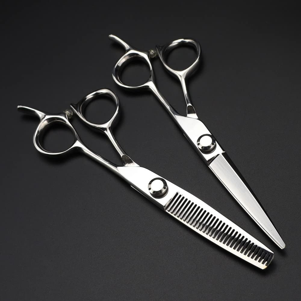 Tijeras de peluquería, Tijeras de Corte de Pelo, Tijeras Profesionales de Acero japonés 440C de 6 Pulgadas, Tijeras Plateadas para Cortar el Pelo, Tijeras de peluquería, Tijeras de entresacar
