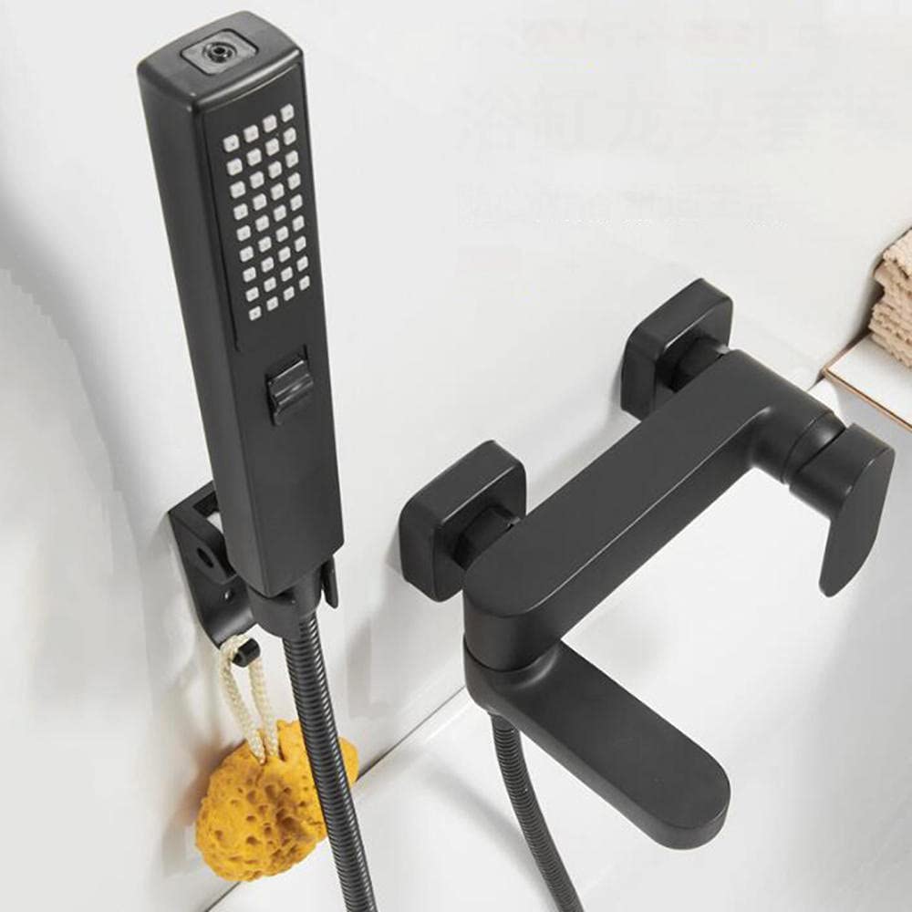 Robinet de douche en laiton pivotant noir avec commande chaud froid