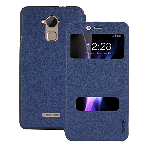 Image of Heartly GoldSand Sparkle Luxury PU Leather Window Flip Stand Back Case Cover for Coolpad Note 3 / Coolpad Note 3 Plus - Power Blue