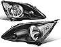 [Halogen Model] Factory Style Headlights Assembly Compatible with Honda CR-V 07-11, Driver and Passenger Side, Black Housing Clear Corner