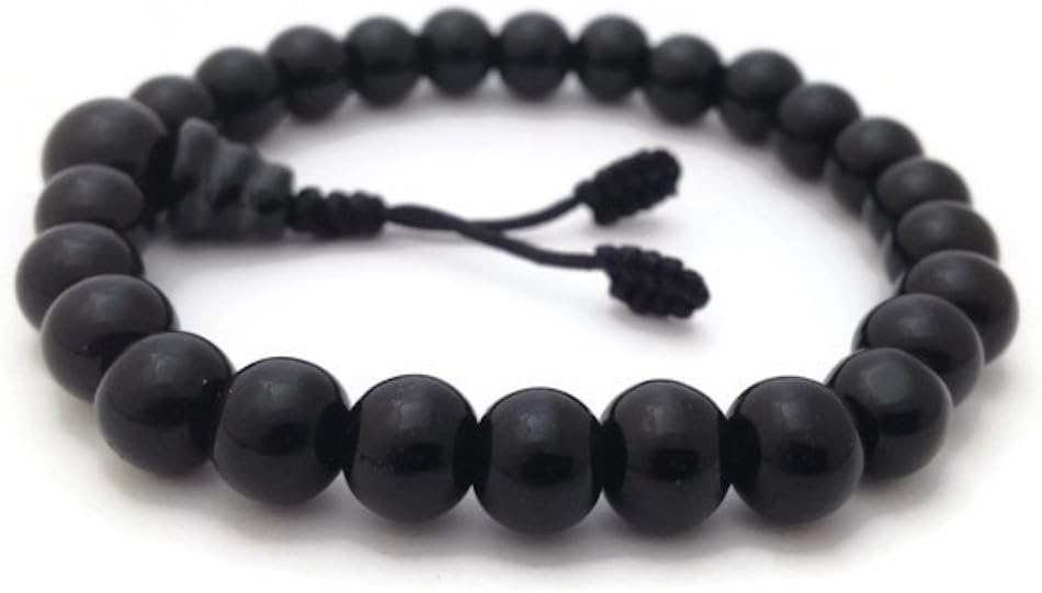 Tibetan Black Onyx Stretch Wrist Mala Bracelet