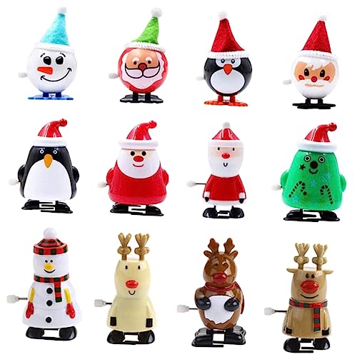 Abaodam 12Pcs Christmas Wind Up Santa Claus Clockwork Mini Playthings for Fun Xmas Pull for Holiday Celebrations Safe Construction