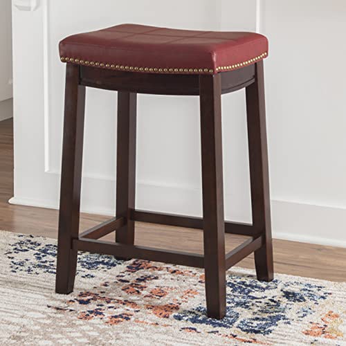 Linon Claridge Red Counter Stool, 26" X 18" X 12.75" #TOP1