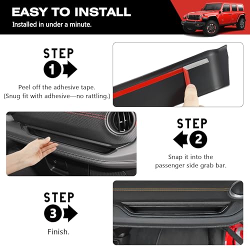 Image of 1797 Grab Bar Tray fit for 2024 2025 Jeep Wrangler JL JLU 4XE Gladiator JT Accessories Interior Passenger Handle Storage Box Organizer
