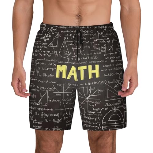 School Mathshort Swim Trunks with Waist Rope and Two Side Pockets Beach Shorts Bathing Suits for Men