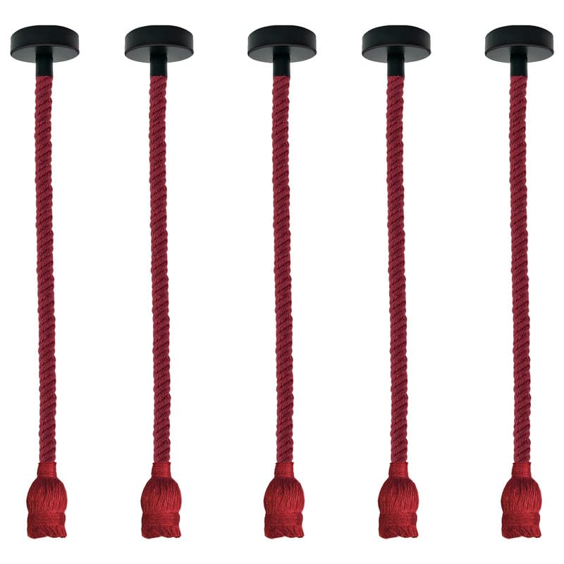LEDSone Vintage Hemp Rope Hanging Lamp Retro Industrial Rope Pendant Light with E27 Holder - 5 Pack