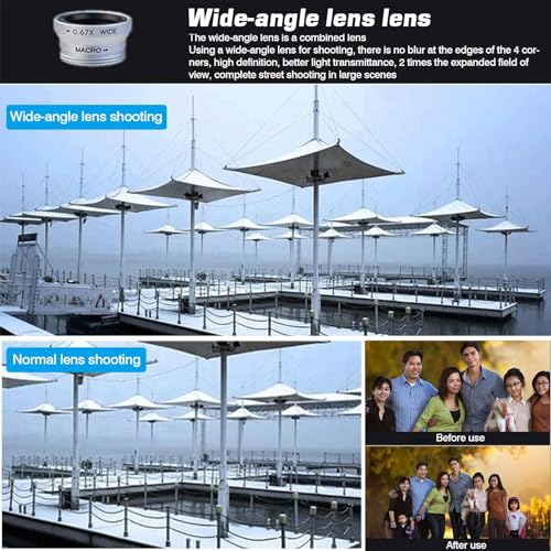 Juego de Lentes para teléfono móvil 3 en 1, gran angular 0,67x, 180° y macro 10 aumentos, Color Negro - imagen 5