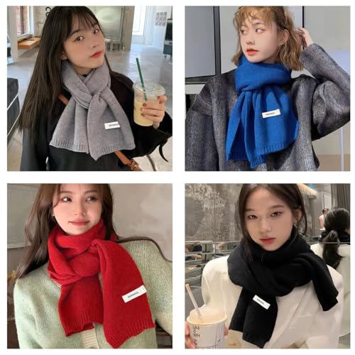 Winter Knitted Scarf Women Men Australian Wool Scarf Solid Color Long Neck Scarf Pashmina Warm Collar Scarf 160×20cm2