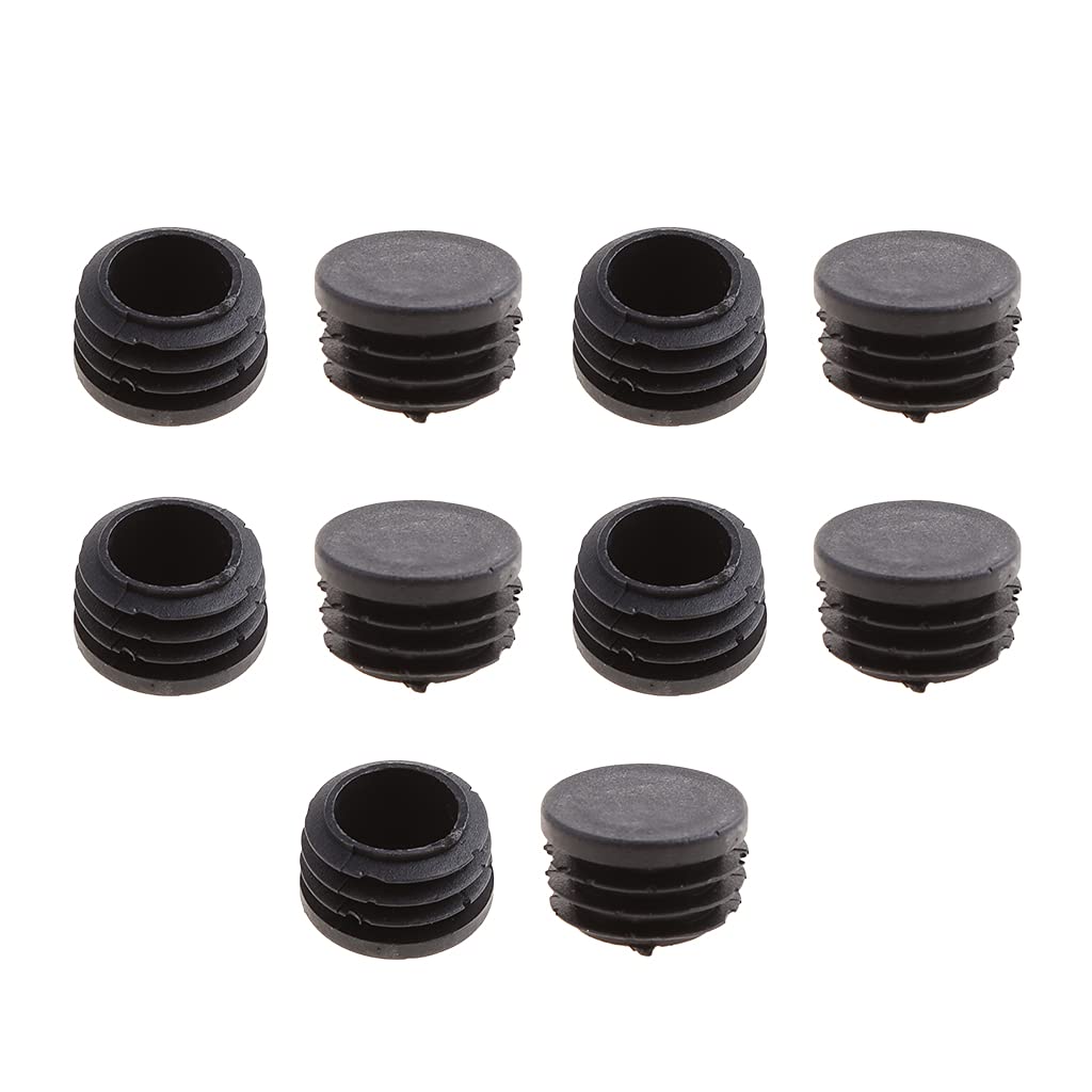 CAFFAINA 10Pcs Black Plastic Furniture Leg Plug Blanking End Cap Bung For Round Pipe Tube- 25mm
