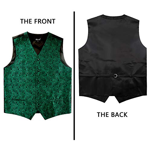 Alizeal Mens Classic 4pc Paisley Jacquard Waistcoat Suit Vest Set3