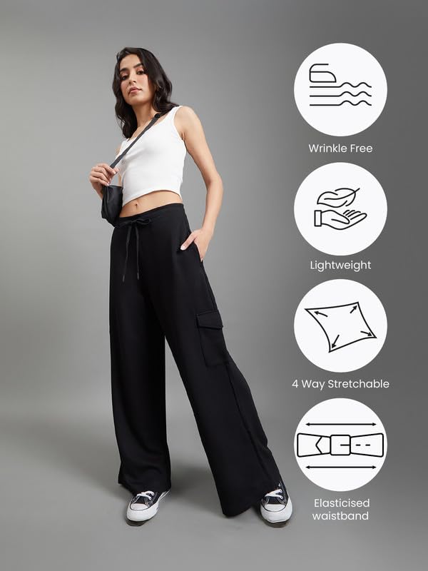 Image of GO COLORS Mostlysane Collection Scuba Cargo Sweatpants for Women | Lightweight, Mid Rise, 4 Pockets