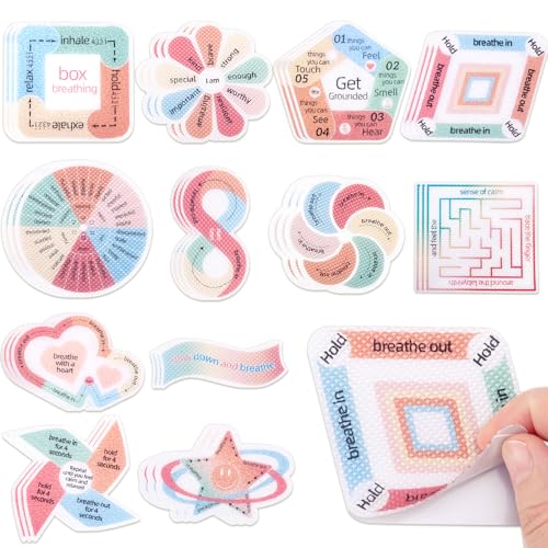 36Pcs Calm Stickers for Anxiety Sensory, 2 Textured Sensory Stickers, Reusable Tactile Textured Sticker Fidget Mindfulness Sticker for School Counselor Supplies Adult Sensory Items Anxiety Relief