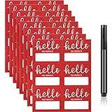 120 Pieces Hello Name Tags with Black Marker Pen, Hello My Name is Stickers Newborn Baby Name...