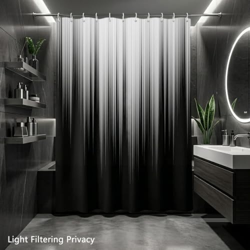 Image of AAtter Black White Gothic Shower Curtain, Extra Long 72x84 Inch, 12 Hooks
