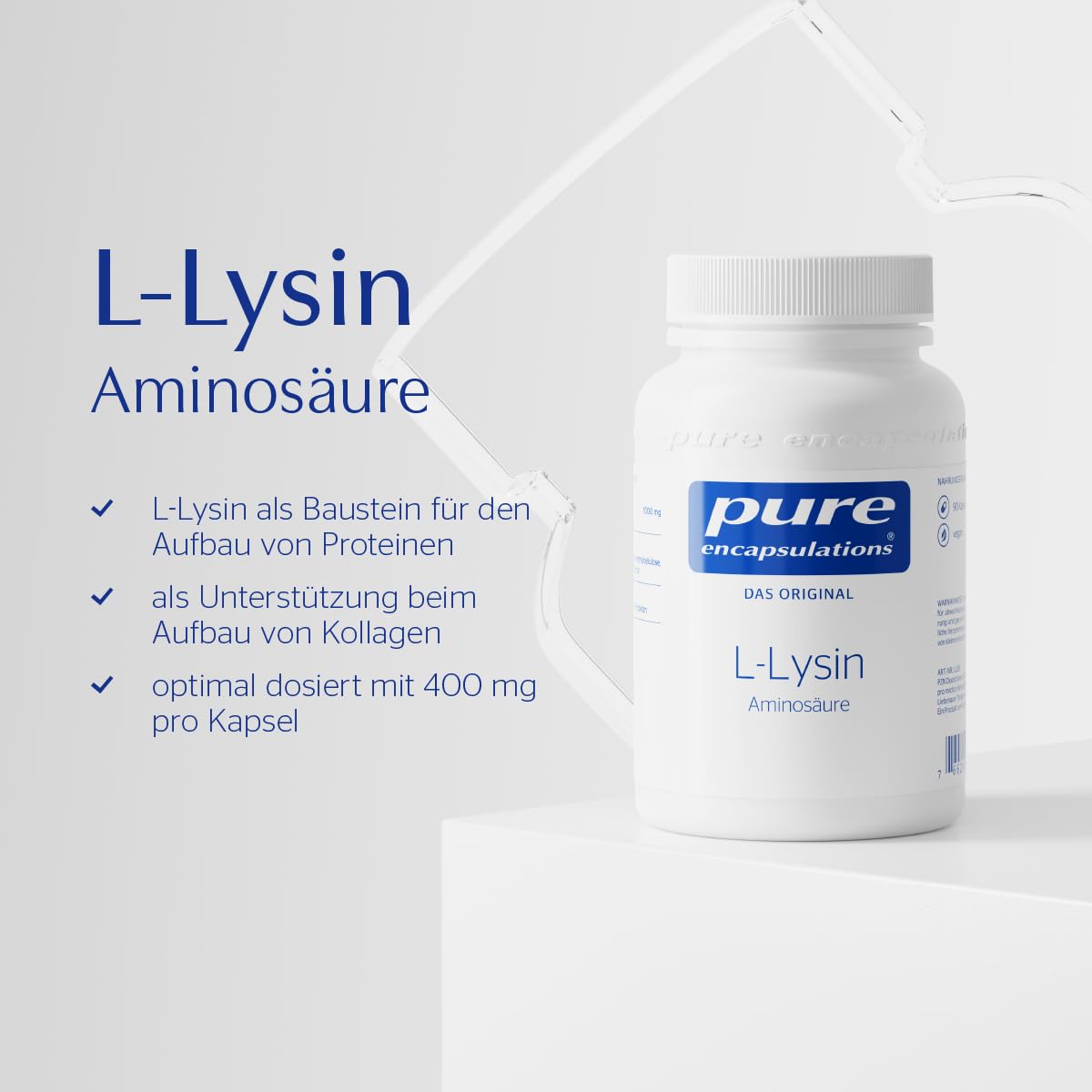 Pure Encapsulations - L-Lysin - Essentielle Aminosäure - Baustein für den Aufbau von Kollagen- 90 Kapseln