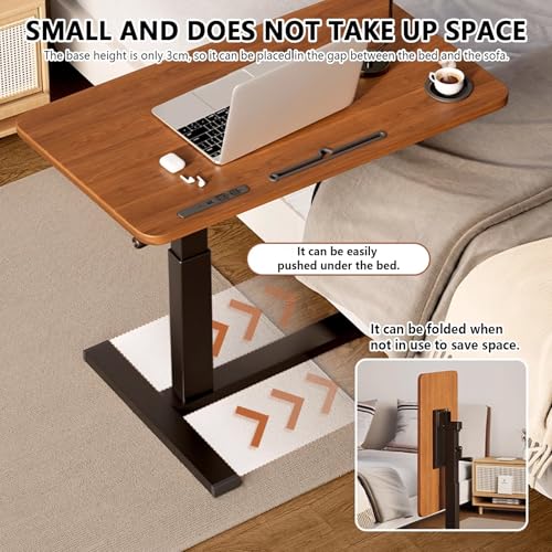 Table mobile réglable bureau portable stable avec roulettes pour lit - 6