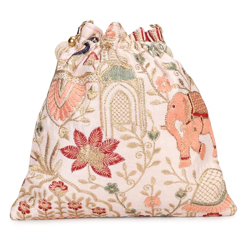 Image of LONGING TO BUY Indian Ethnic Pearls & Sequence Potli Bag for Women, Wedding Potli Bag and For Ethnic Wear