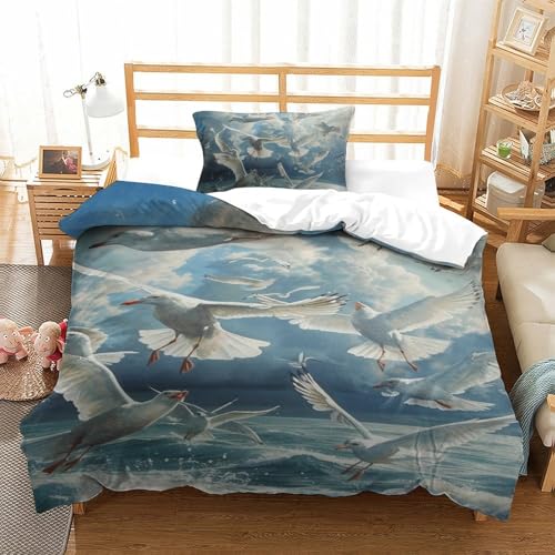 Linge de lit la mouette 3D imprimé en microfibre haute densité single