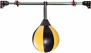 Punching Ball Saco de Boxeo Sacos De Boxeo Para Puerta Con Barra De Dominadas De Fuerza, Pelota De Boxeo De Velocidad Ajustable En Altura Para Adultos/ Niños Pequeños, Color Amarillo-negro ( Size : Ba
