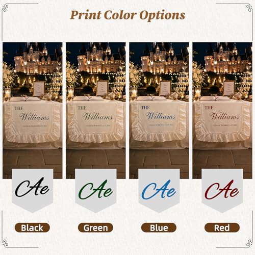 Image of Personalized Wedding Table Runner with Ruffled Edges, Custom Sweetheart Table Decor Banner, Custom Wedding Welcome Sign for Table, Mr & Mrs Canvas Banner, Customized Table Runner with Name