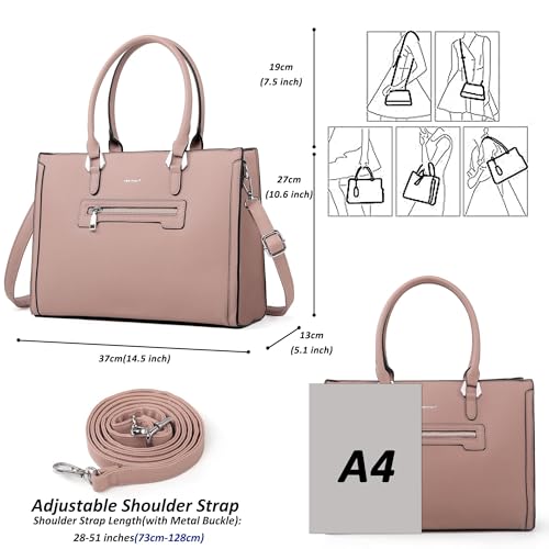 Image of TANTOMI Structured Satchel Purses for Women, Medium Vegan Leather Top Handle Handbag with Pockets, Classy Work Bag for Ladies