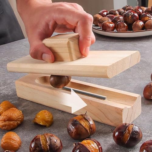 3pc 栗むき器 栗クリップ くりむき器 皮剥き器 ピーラー 皮むき器 栗剥き栗カッター 木製栗オープナー 手動栗クラッカーツール 栗むきツール ナッツクラッカー 多機能殻むき機、蓮の実、ゴゴニョ、水栗用
