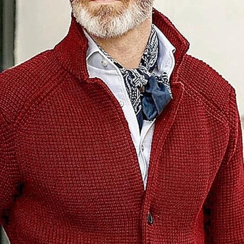 Maiyifu-GJ Mens Stand Collar Cardigan Sweater Long Sleeve Button Down Slim Fit Casual Knitted Sweater with Pockets2
