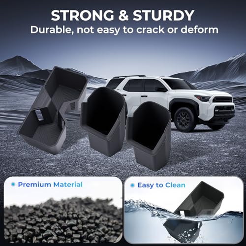 Image of Cup Holder Inserts for Toyota 4Runner 2026 2025 6th Gen, Interior Accessories Center Console Front & Rear Cup Holders Covers Protector for 2025-2026 4 Runner, Black
