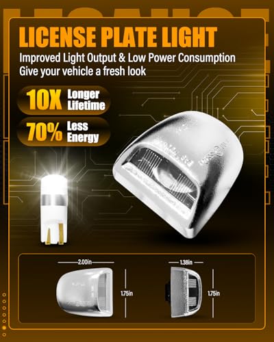 Image of LESAUCE LED License Plate Light Housing for for Chevy Silverado 1500 2500 3500 Suburban Tahoe GMC Sierra Yukon XL for Escalade, Chrome, 2PCS