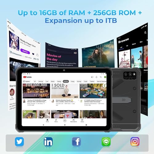 Image of HOTWAV R6 Ultra 2023 New 10.4 inch 2K Rugged Tablet Android 13,15600mAh 16GB+256GB (SD Up to 2TB) Outdoor Tablet,16MP+16MP, Octa-Core 4G Dual SIM 5G WiFi,IP68 GPS OTG BT5.0