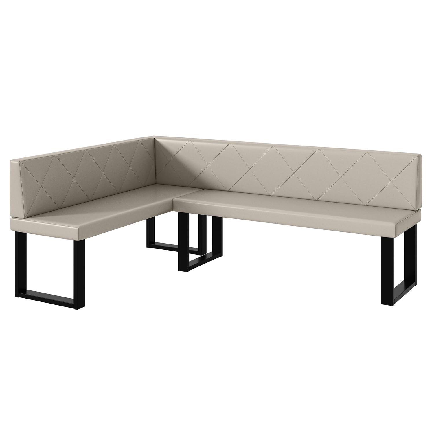 MEBLINI Eckbank für Esszimmer - Küchenbank - Essecke - Sitzecke Küche - ERIC - U-Beine 142x196x87cm Links - Beige Kunstleder