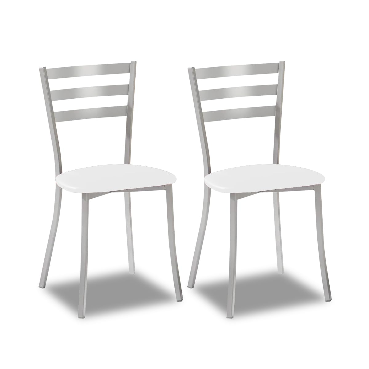 ASTIMESA SCALMBL Due sedie da Cucina, Metallo Pelle Sintetica Alluminio, Bianco, Altura de asiento 45 CMS