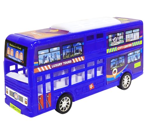 Image of FunBlast Double Decker Bus Toy for Kids - Pull Back Vehicle Toy, Push & Go Toy Bus for Boys & Girls Age 3+, Fun Birthday Gift for Kids (Blue)