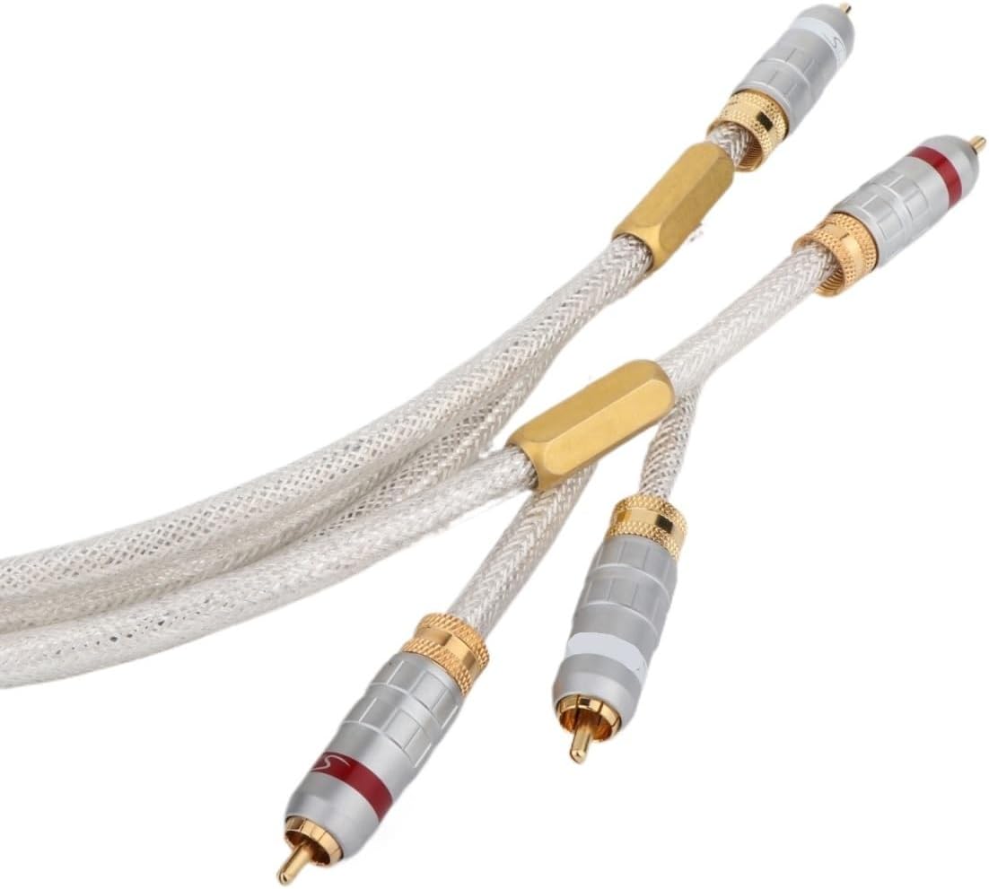 H&*igh qu>ality Pair QED Sub-woofer 6N OCC Silver-Plated HiFi R/CA Audio Cable(1.5m)