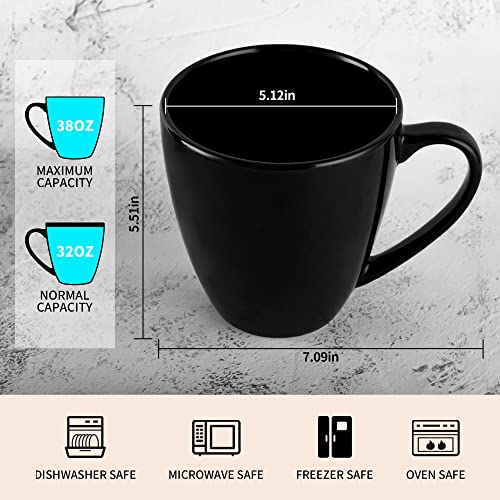 Taza de café grande cerámica 39oz con asa negra miniatura 2