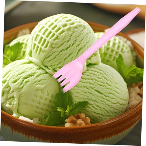 ASAKKURA 20個 使い捨て粉色フォーク 多機能パーティー用サラダテーブルウェア 耐久プラスチック製 ホームカフェレストラン対応