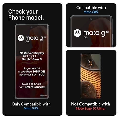 Image of FIRST MART Military-Grade UV Tempered Glass For Motorola Edge 50 Fusion 5G and Motorola G85 5G (6.7 Inch) With Easy Installation Kit | Edge-To-Edge Protector Coverage | Crystal Clear, Pack of 2