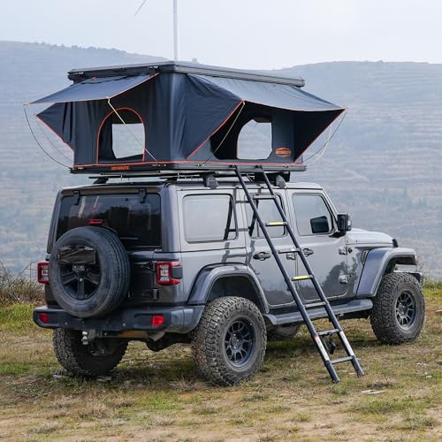 Joyinrute Rooftop Tent Hard Shell, Aluminum Pop Up 2-3 Person Roof Top Hardshell for Camping Truck Van Suitable for Jeep SUV Car. (Roof Tent)