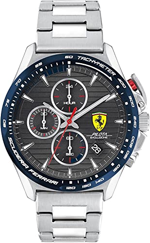 Image of Ferrari Scuderia Pilota Evo Analog Grey Dial Men's Stainless Steel Watch-0830850