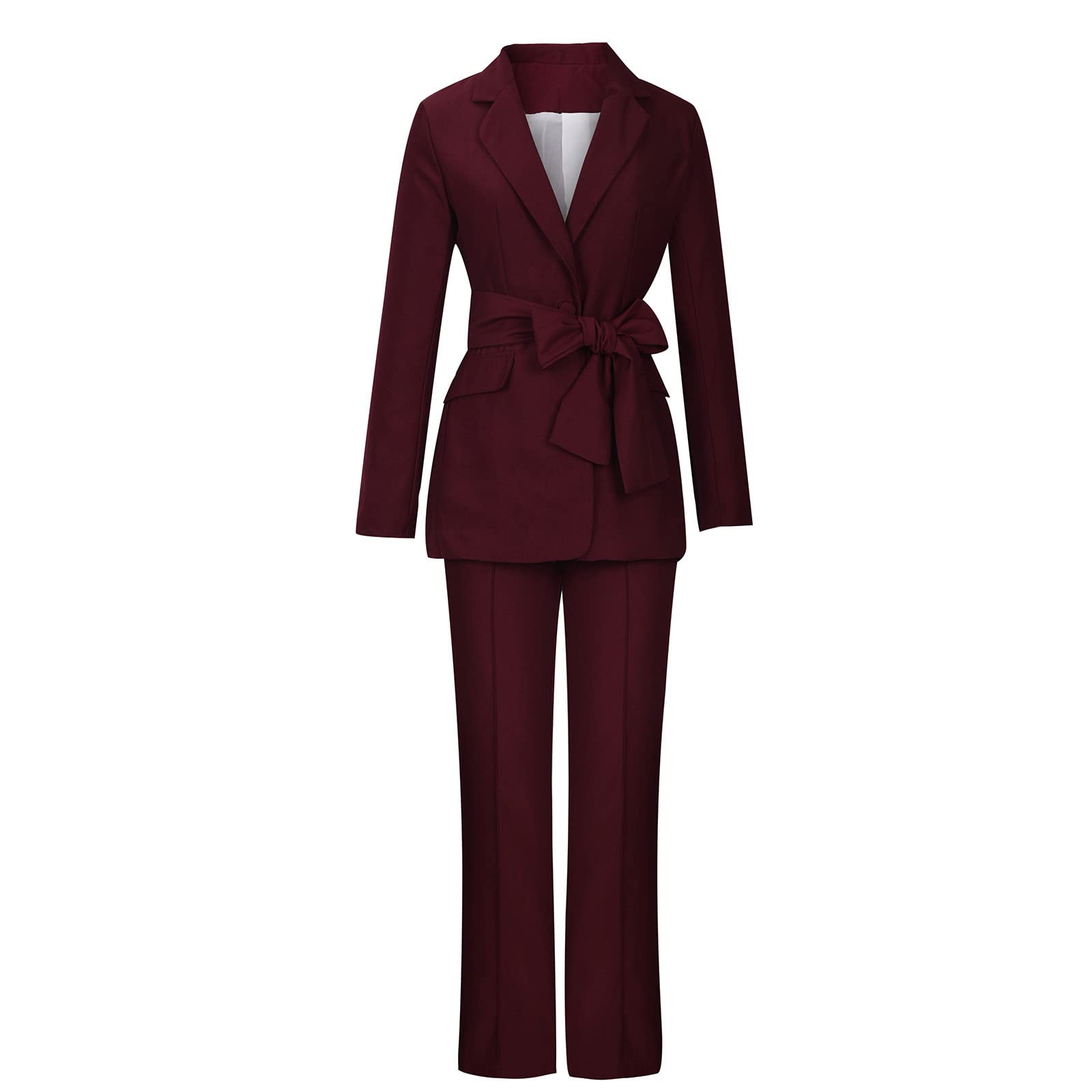 Womens Fall Outfits 2 Piece Suit Sets Velvet Blazer Jackets and Straight Leg Pants Dressy Business Sets Work