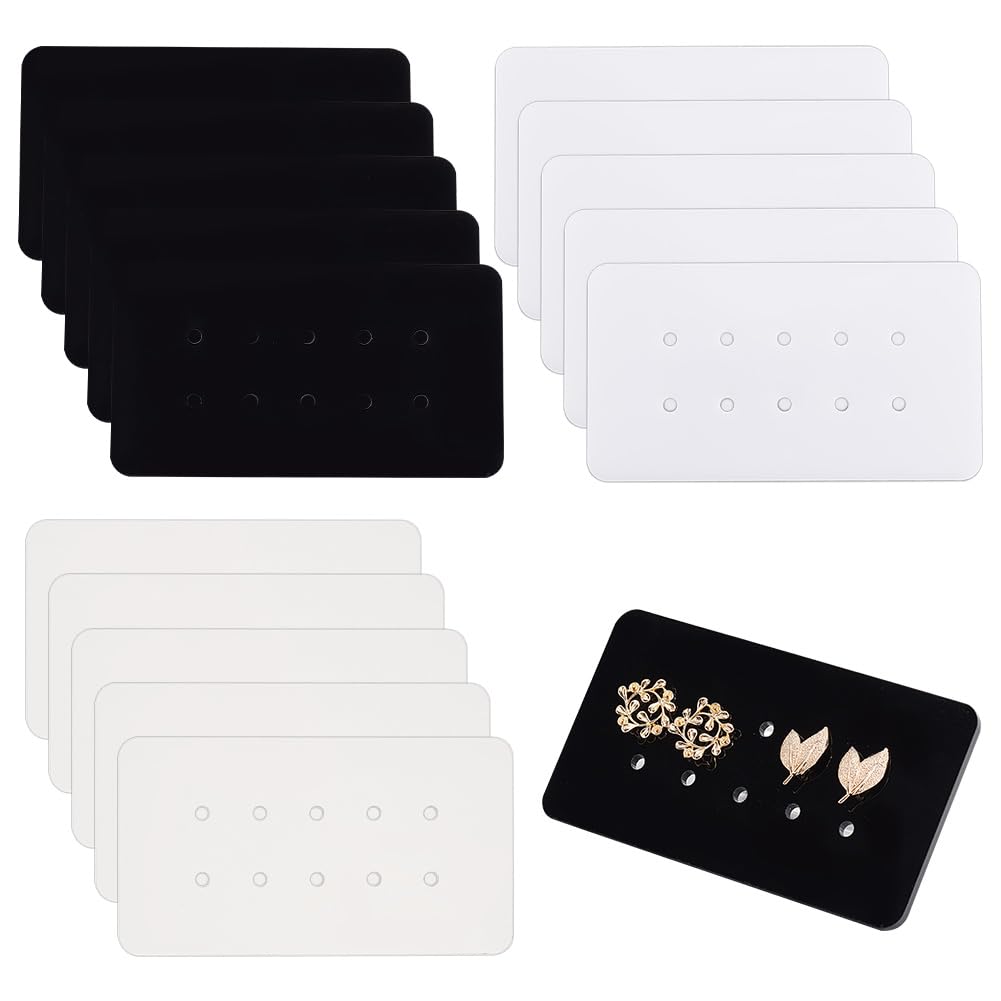 OLYCRAFT 12Pcs 3 Colors Acrylic Earring Display Cards with 10 Holes Earring Storage Organizer Cards 3mm Hole Jewelry Organizer Cards Stand Rectangle Jewelry Organizers Holder for Earrings Display